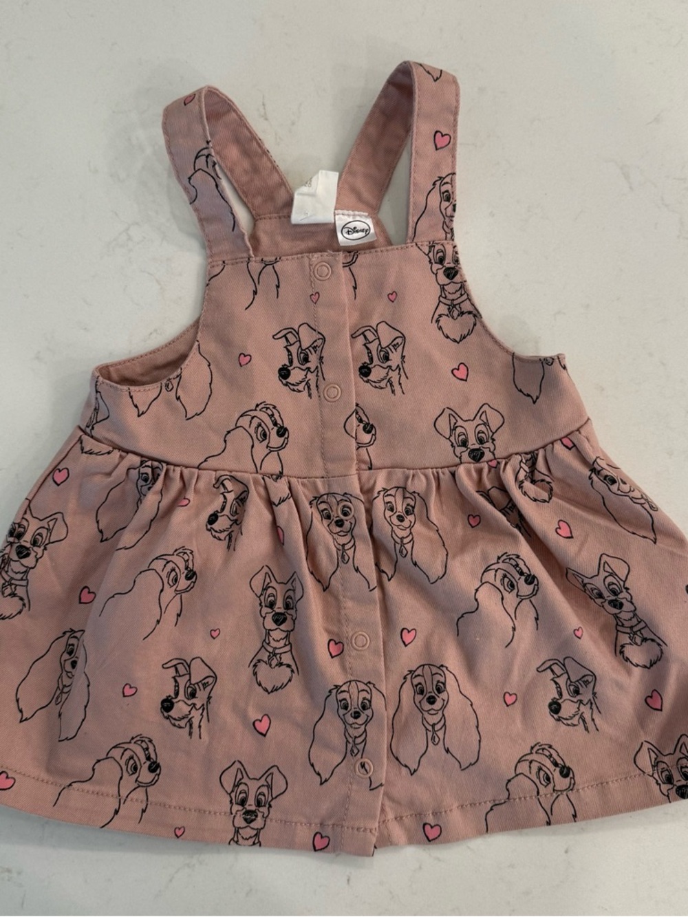 H&M Pink Disney Toddler Dress Overalls lady and the tramp size 6 months